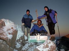 02 Another Trekker, My Guide And Jerome Ryan On Point Lenana 4985m At Sunrise On The Mount Kenya Trek October 2000